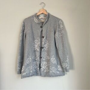 Soft Surroundings Regina Floral Embroidered Cardigan Sweater Size Medium